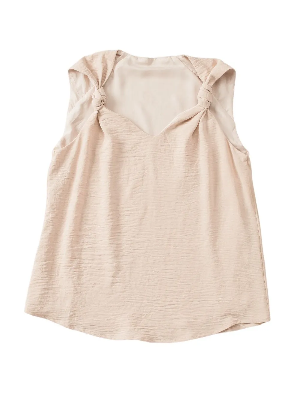 Apricot Twisted Shoulder V Neck Tank Top