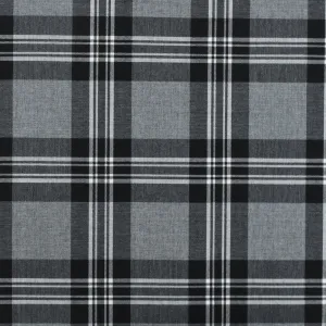 Ash Gray-Black-White Plaid Wool-Poly Woven Suiting Fabric