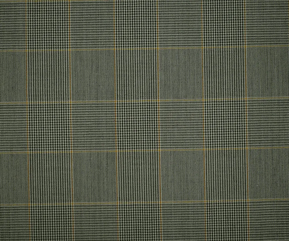 Black-Gray-Dijon Poly-Wool Check Glen Plaid Woven Suiting Fabric