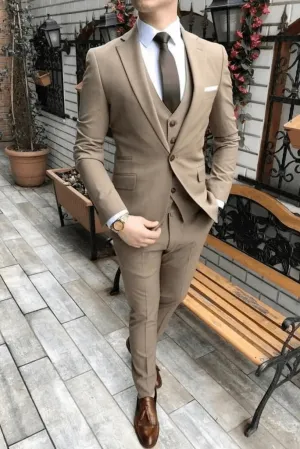 Brown three piece suit for men