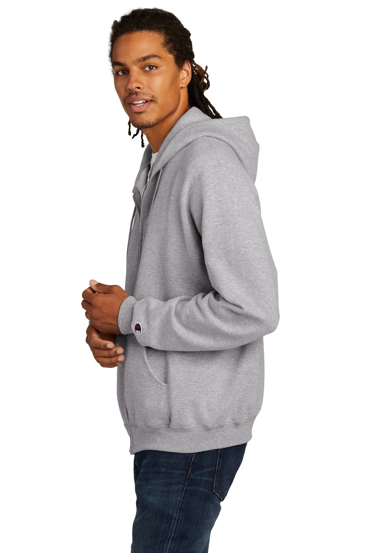 Champion Eco Fleece Full-Zip Hoodie, Light Steel