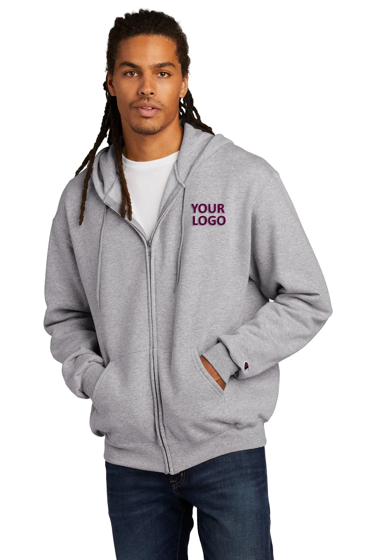 Champion Eco Fleece Full-Zip Hoodie, Light Steel