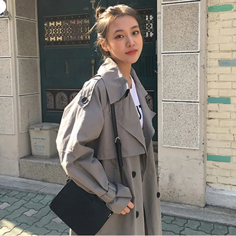 Christmas Gift Joskaa Autumn Winter Ladies Solid Double Breasted Trench Coats Women Long Loose Female Casual Windbreaker Outerwear 2019 New