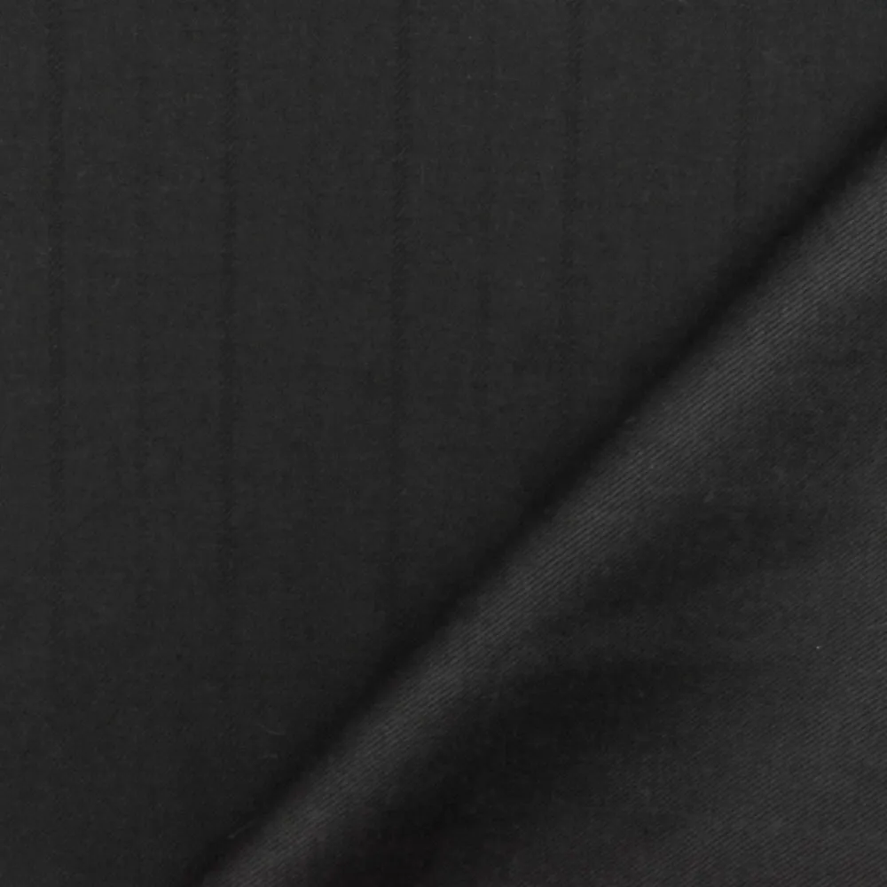 Classy Black Stripe Wool-Rayon Twill Woven Suiting Fabric