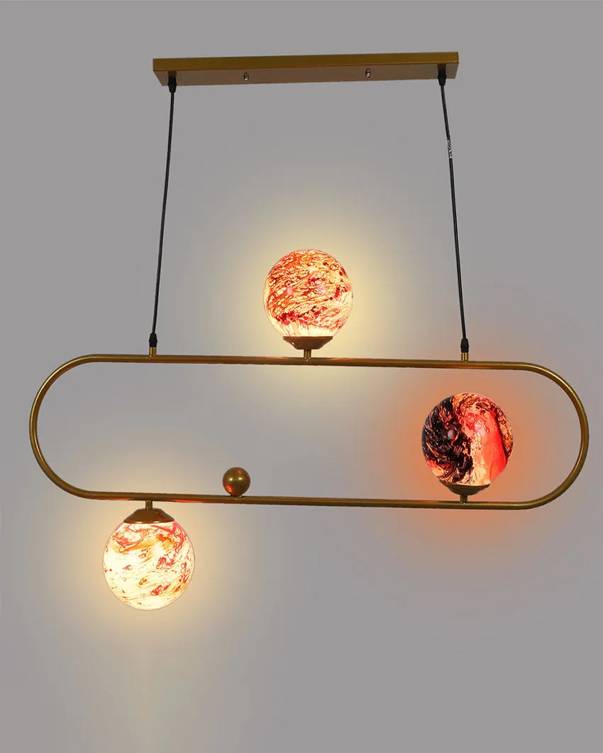 Cluster 3 Lights Gold Finish Doom Glass Ceiling Lamp