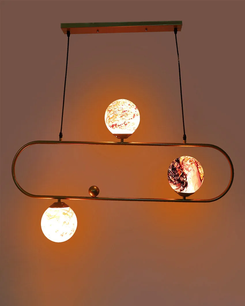 Cluster 3 Lights Gold Finish Doom Glass Ceiling Lamp