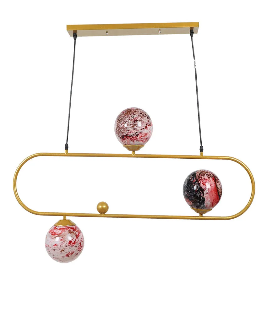 Cluster 3 Lights Gold Finish Doom Glass Ceiling Lamp