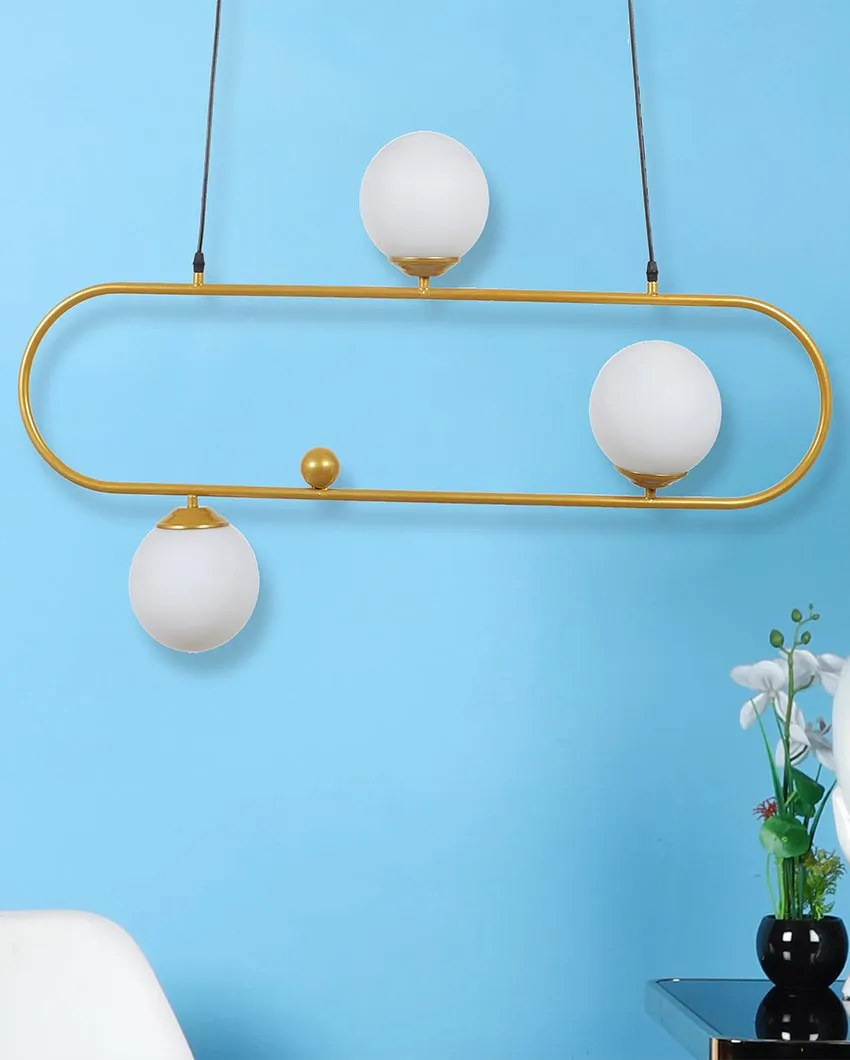 Cluster 3 Lights Gold Finish Doom Glass Ceiling Lamp