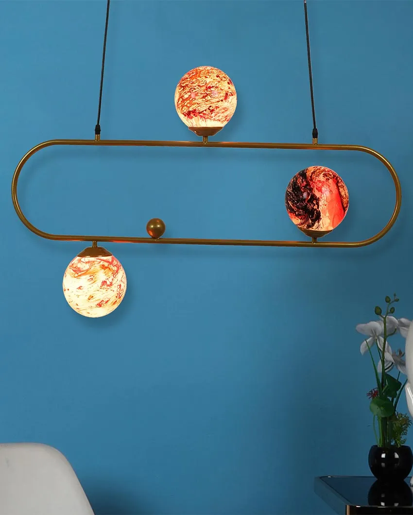 Cluster 3 Lights Gold Finish Doom Glass Ceiling Lamp