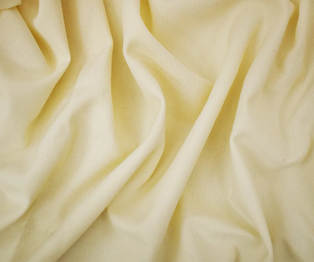 Cream Ivory Wool Solid Twill Woven Shirting Fabric