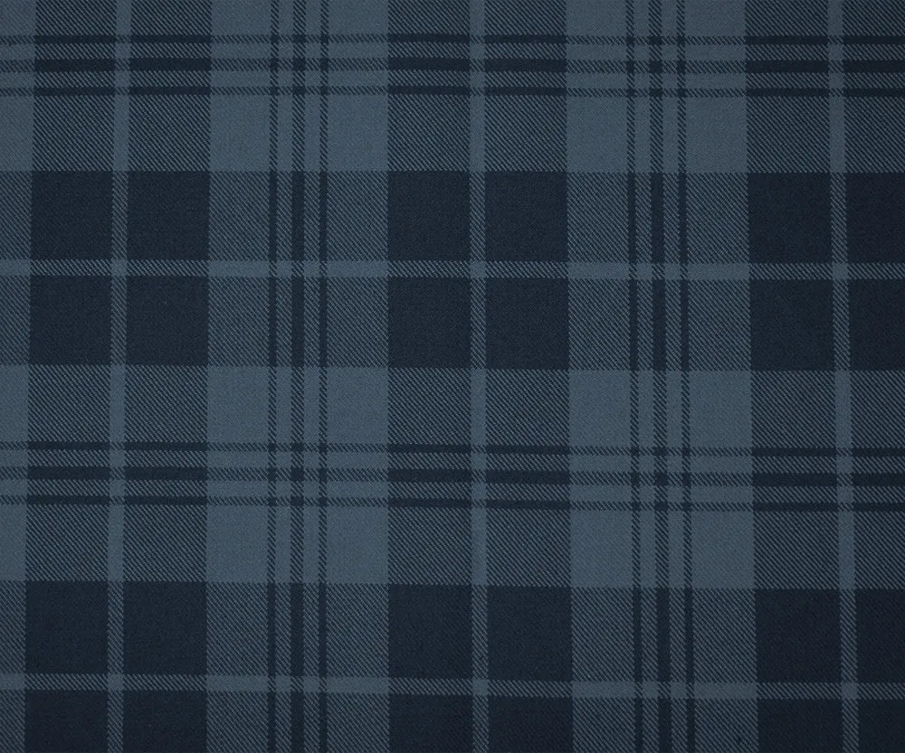 Dark Blue-Blue Polyester Wool Plaid Pattern Twill Suiting Fabric