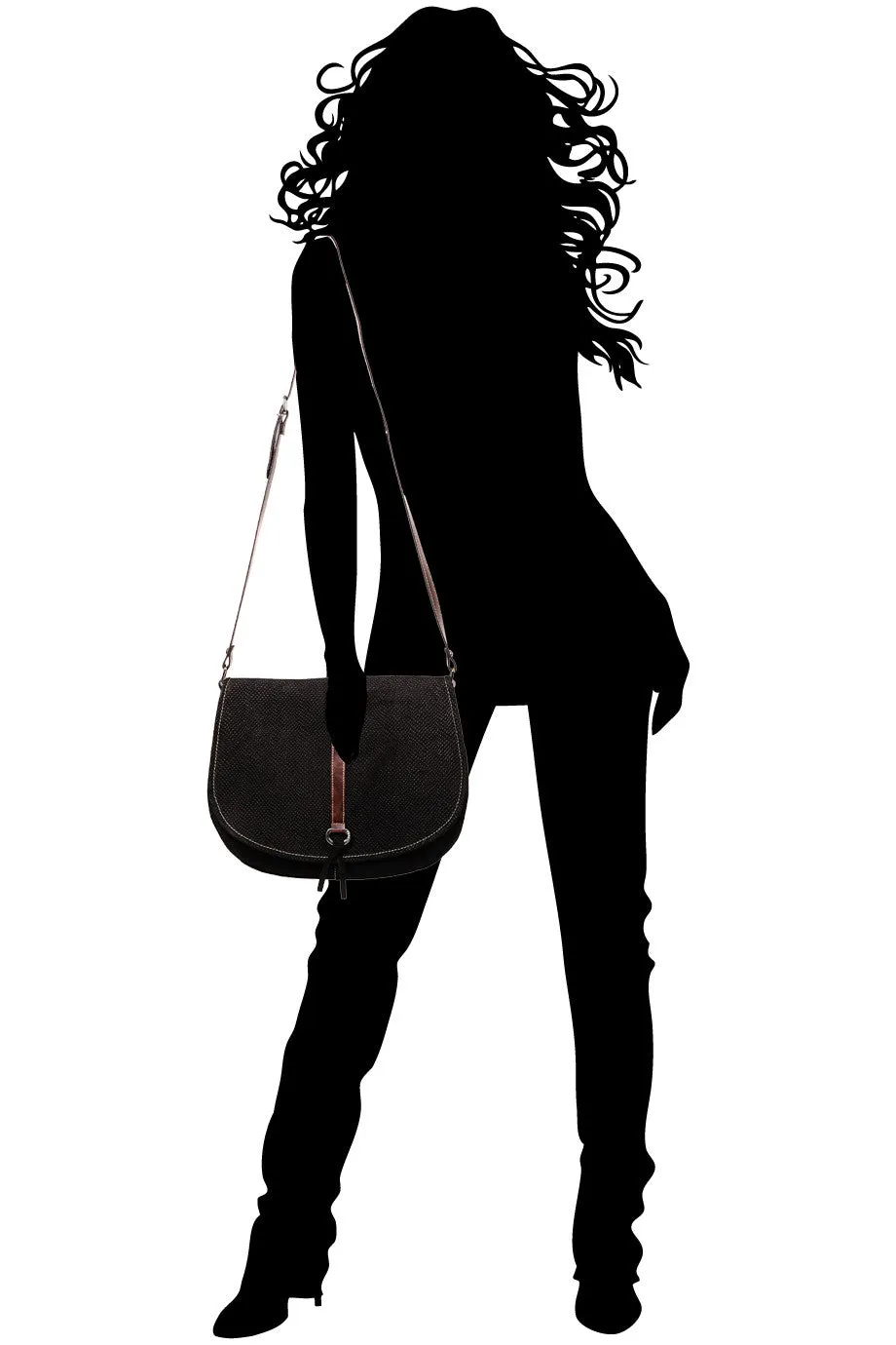 FERCHI LEIA Black Suede Shoulder Bag