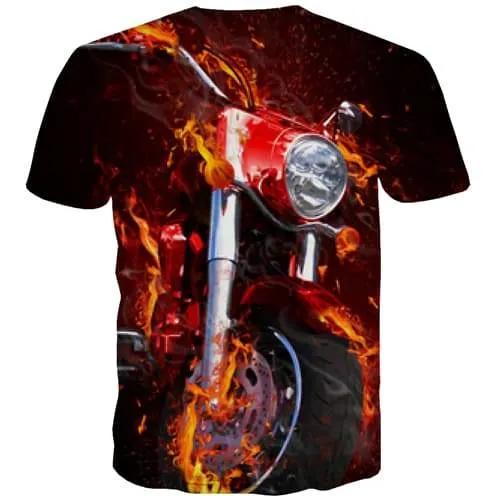 Flame T shirts Men Locomotive Tshirts Casual Punk Shirt Print Rock T-shirts 3d Hip Hop T shirts Funny Short Sleeve Hip hop