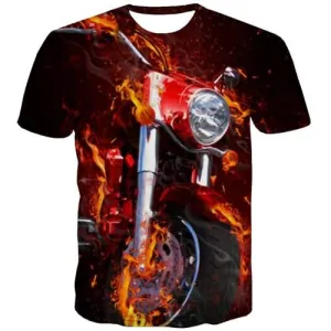 Flame T shirts Men Locomotive Tshirts Casual Punk Shirt Print Rock T-shirts 3d Hip Hop T shirts Funny Short Sleeve Hip hop