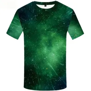 Galaxy T shirts Men Space T shirts Funny Meteor Shirt Print Green Tshirt Printed Nebula T-shirts Graphic Short Sleeve Punk Rock