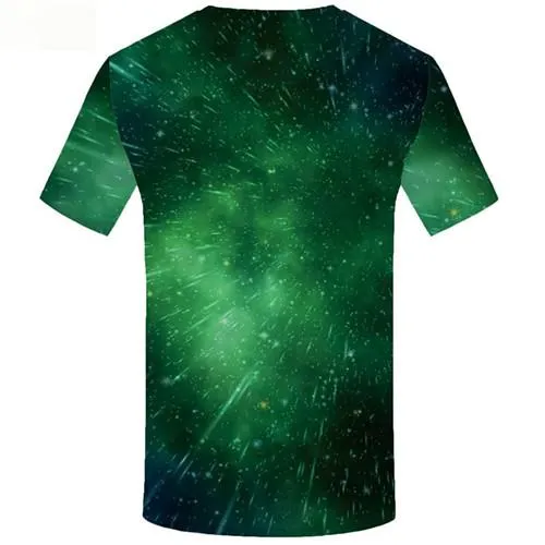 Galaxy T shirts Men Space T shirts Funny Meteor Shirt Print Green Tshirt Printed Nebula T-shirts Graphic Short Sleeve Punk Rock