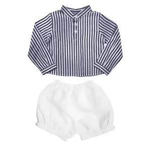 Gift set | Boys Harbor Island shirt and white linen short