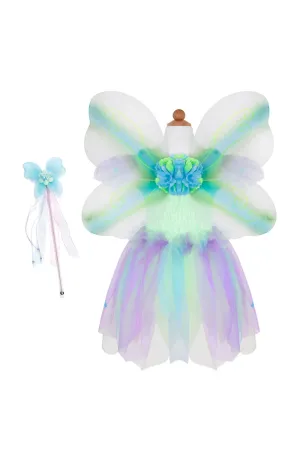 Great Pretenders Butterfly Dress & Wings With Wand Green/Multi