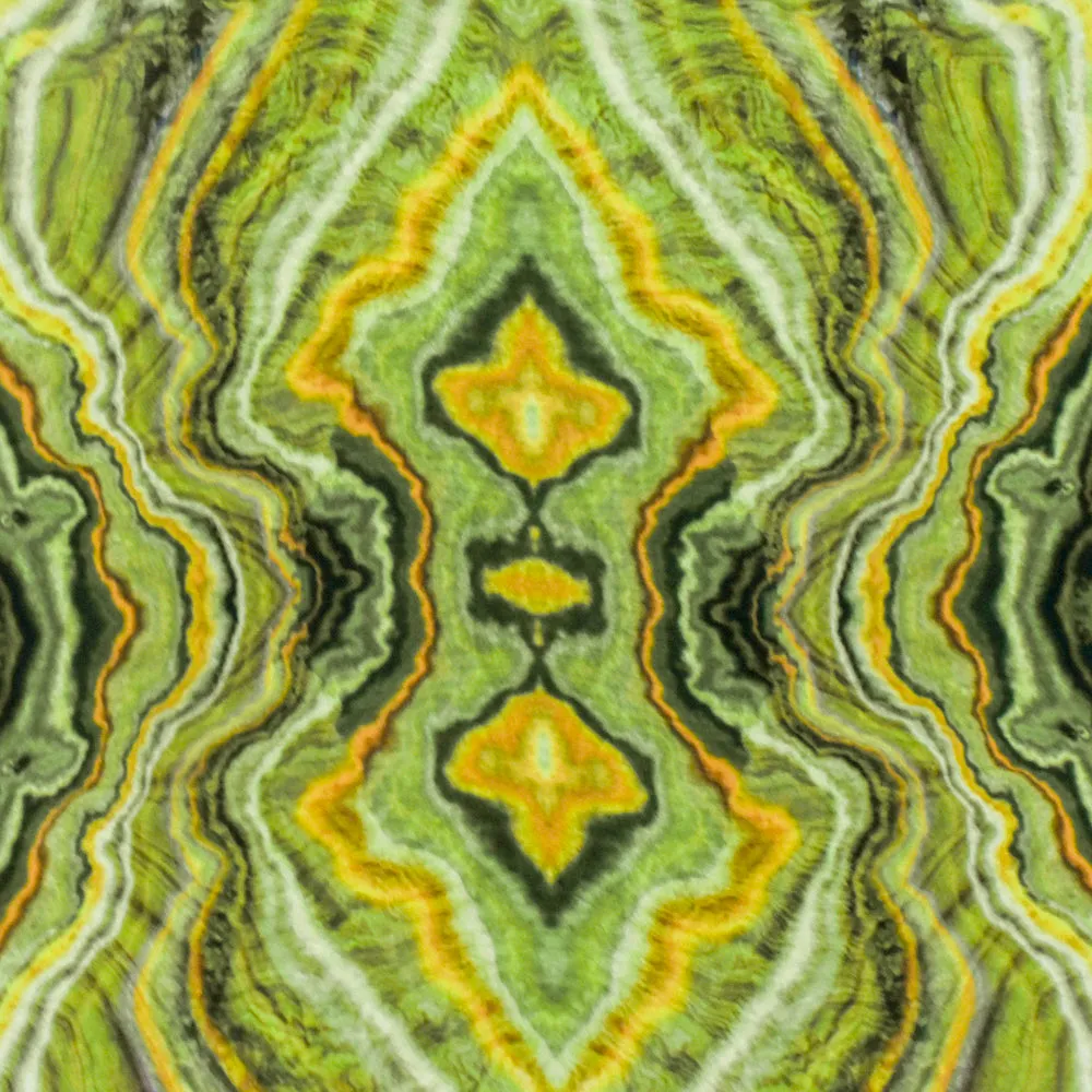 Green-Yellow-Multi Famous Designer Geode Printed Viscose Twill Woven Fabric