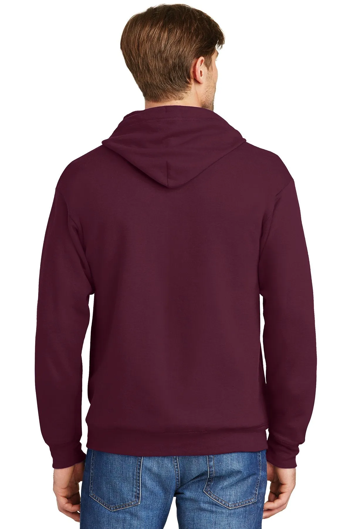 Hanes Ecosmart Full Zip Hooded Sweatshirt P180 Maroon