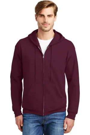 Hanes Ecosmart Full Zip Hooded Sweatshirt P180 Maroon