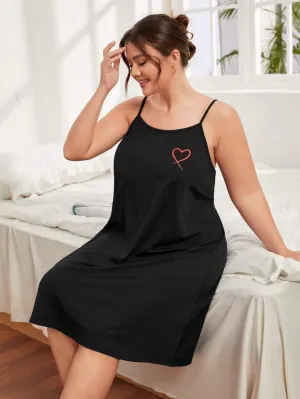 Heart Embroidered Slip Night Dress Stylish and Elegant