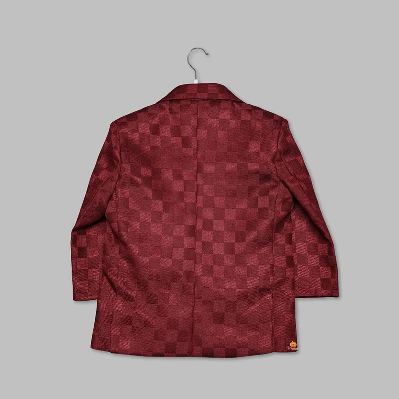 Maroon Checks Party Wear Boys Suit