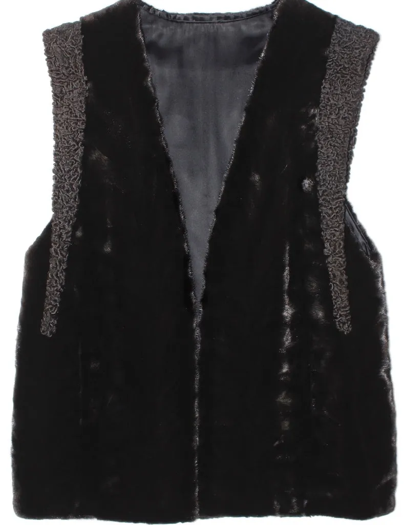 MEDIUM BLACK SHEARED MINK FUR & PERSIAN LAMB VEST