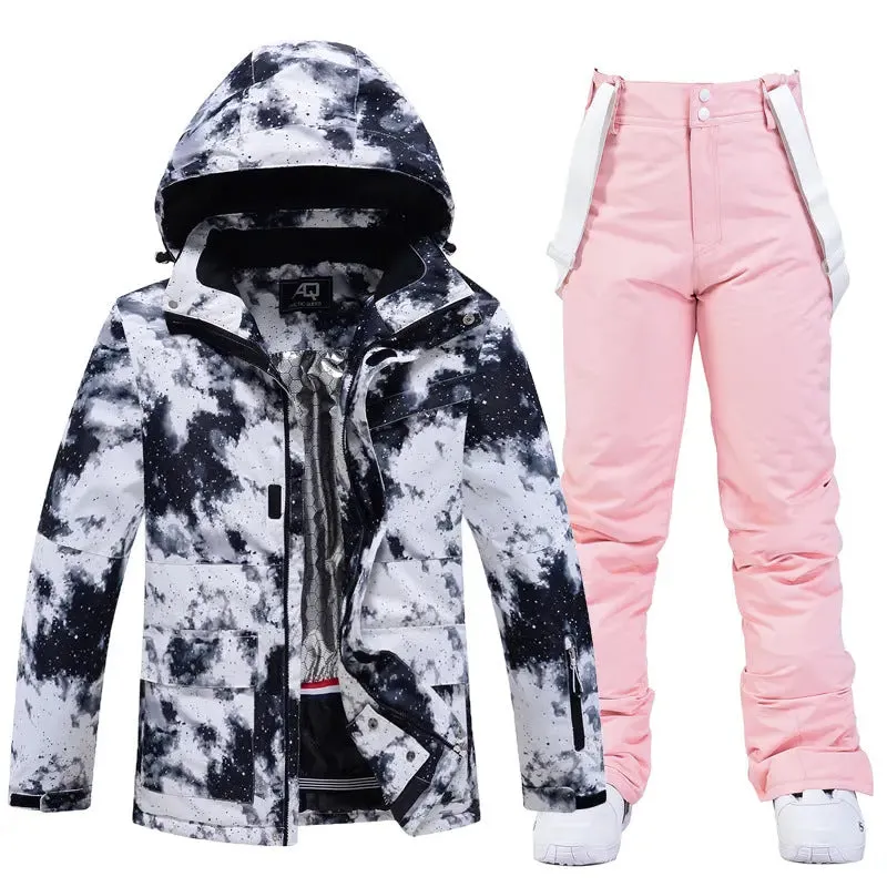 Men Graffiti Graphic Ski Jacket & Pants Set