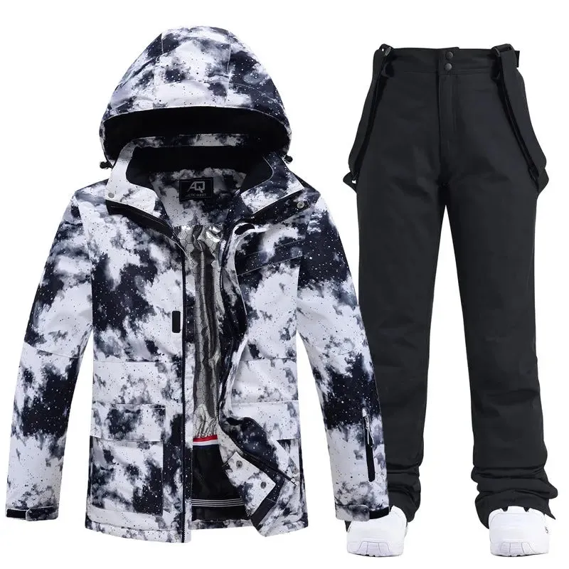 Men Graffiti Graphic Ski Jacket & Pants Set