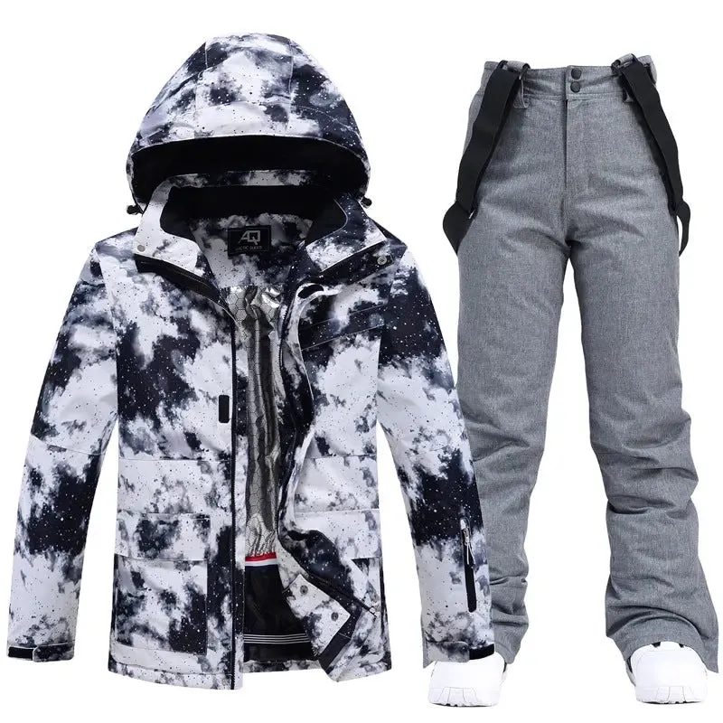 Men Graffiti Graphic Ski Jacket & Pants Set