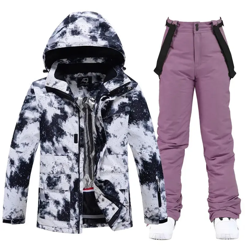 Men Graffiti Graphic Ski Jacket & Pants Set