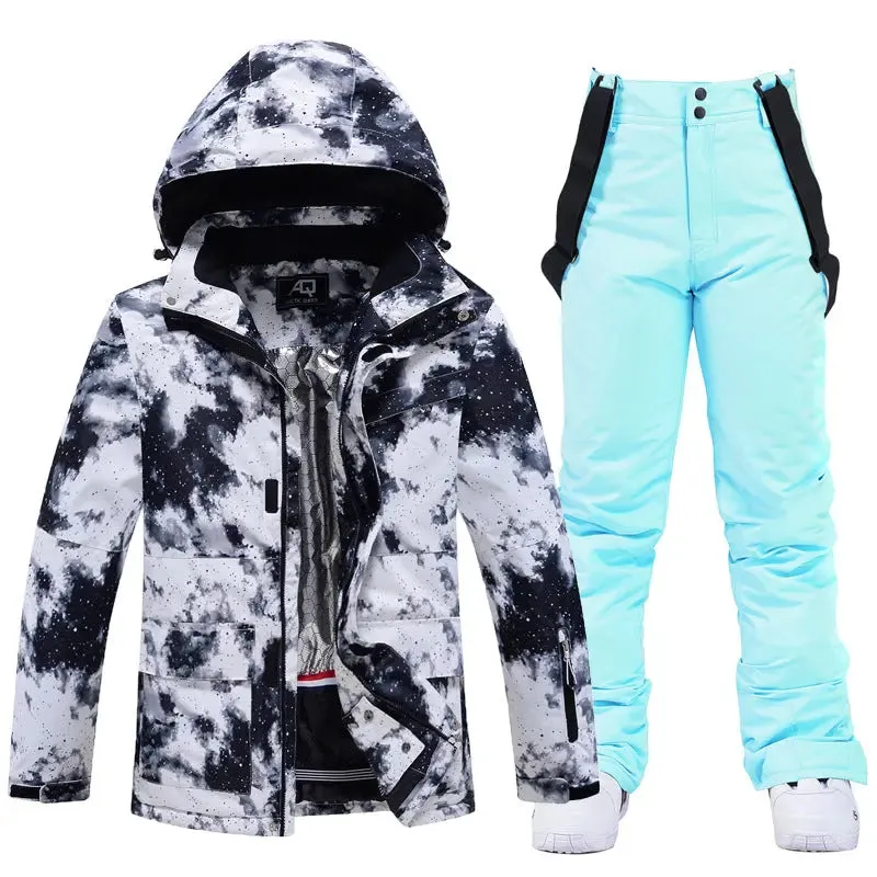 Men Graffiti Graphic Ski Jacket & Pants Set