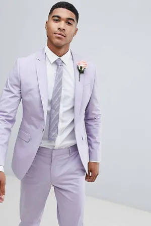 Men Suits Light Purple 2 Piece Slim Fit Elegant Designer Suits Formal Fashion Suits Groom Wedding Suit Party Wear Dinner Bespoke For Men