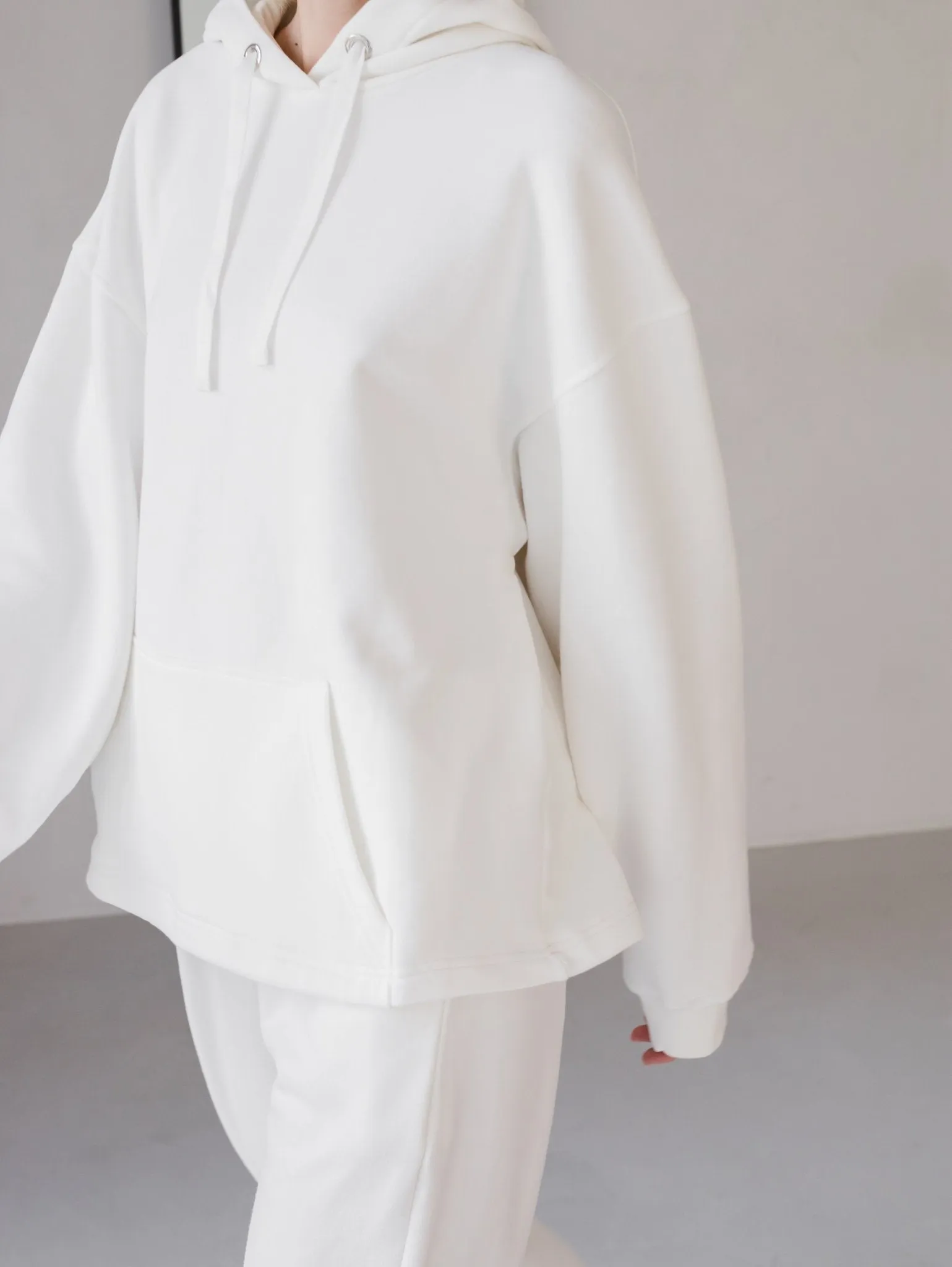 Milky White Oversized Hoodie - Soft Elegance & Comfort