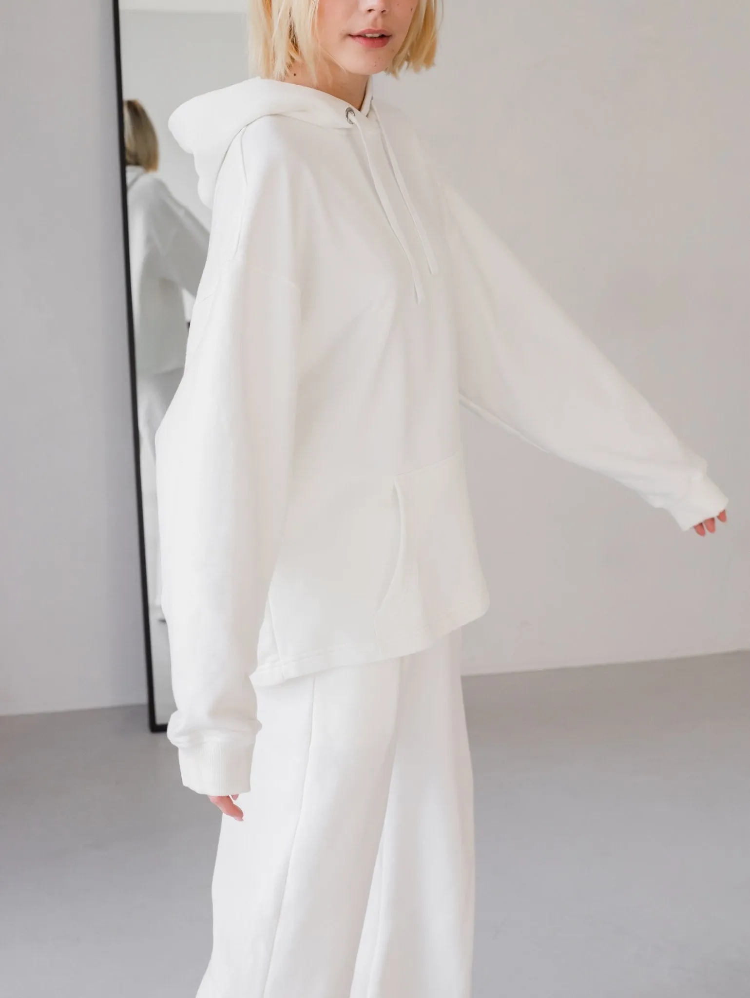 Milky White Oversized Hoodie - Soft Elegance & Comfort