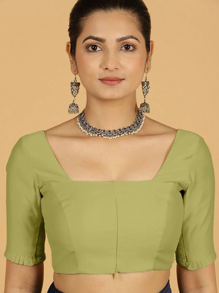 Nihira x Rozaana | Elbow Sleeves Saree Blouse in Pista Green