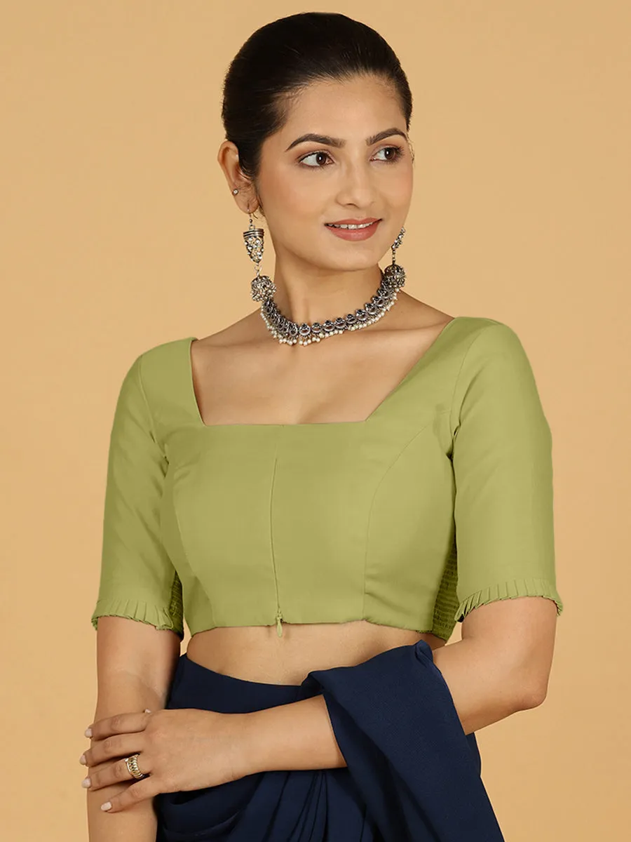 Nihira x Rozaana | Elbow Sleeves Saree Blouse in Pista Green