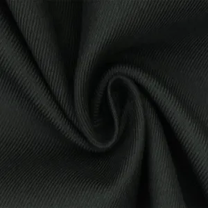 Official Black Solid Wool Blend Twill Suiting Woven Fabric