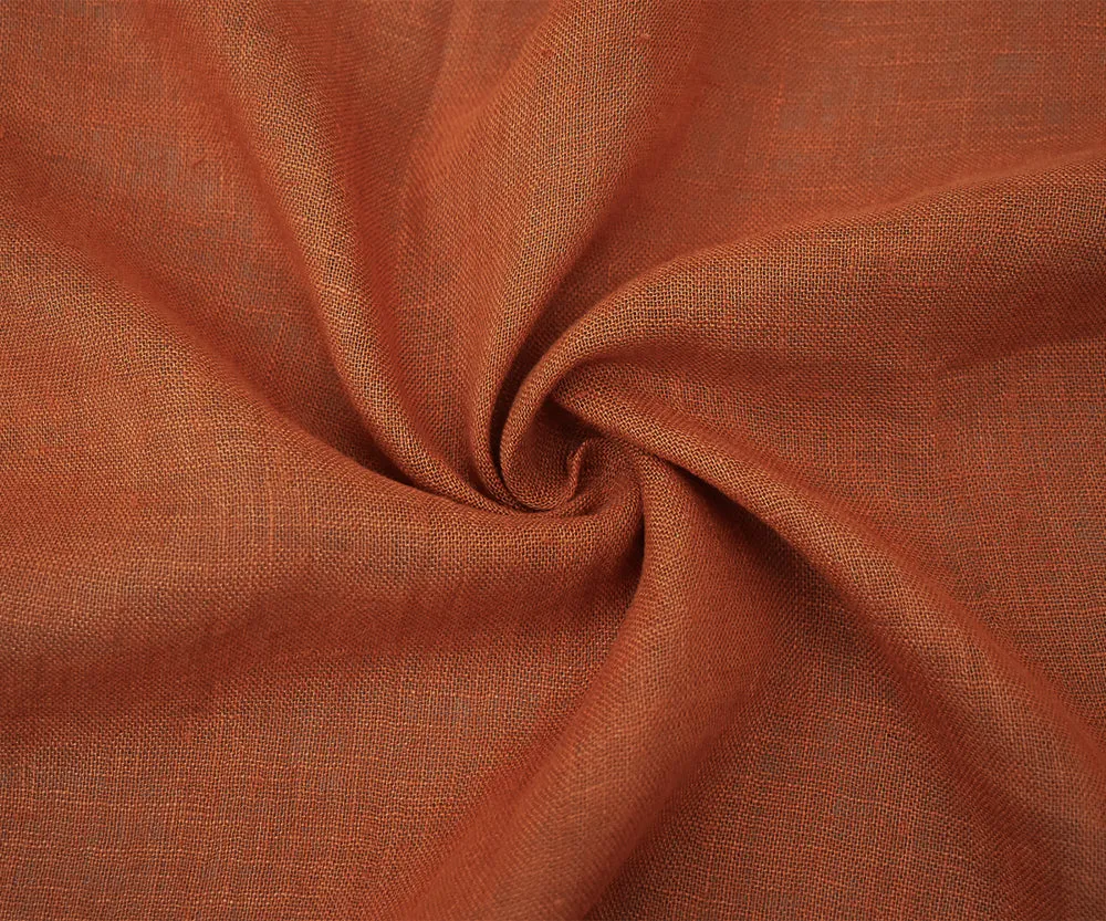 Orange Washed Semi-Sheer Solid Linen Woven Fabric