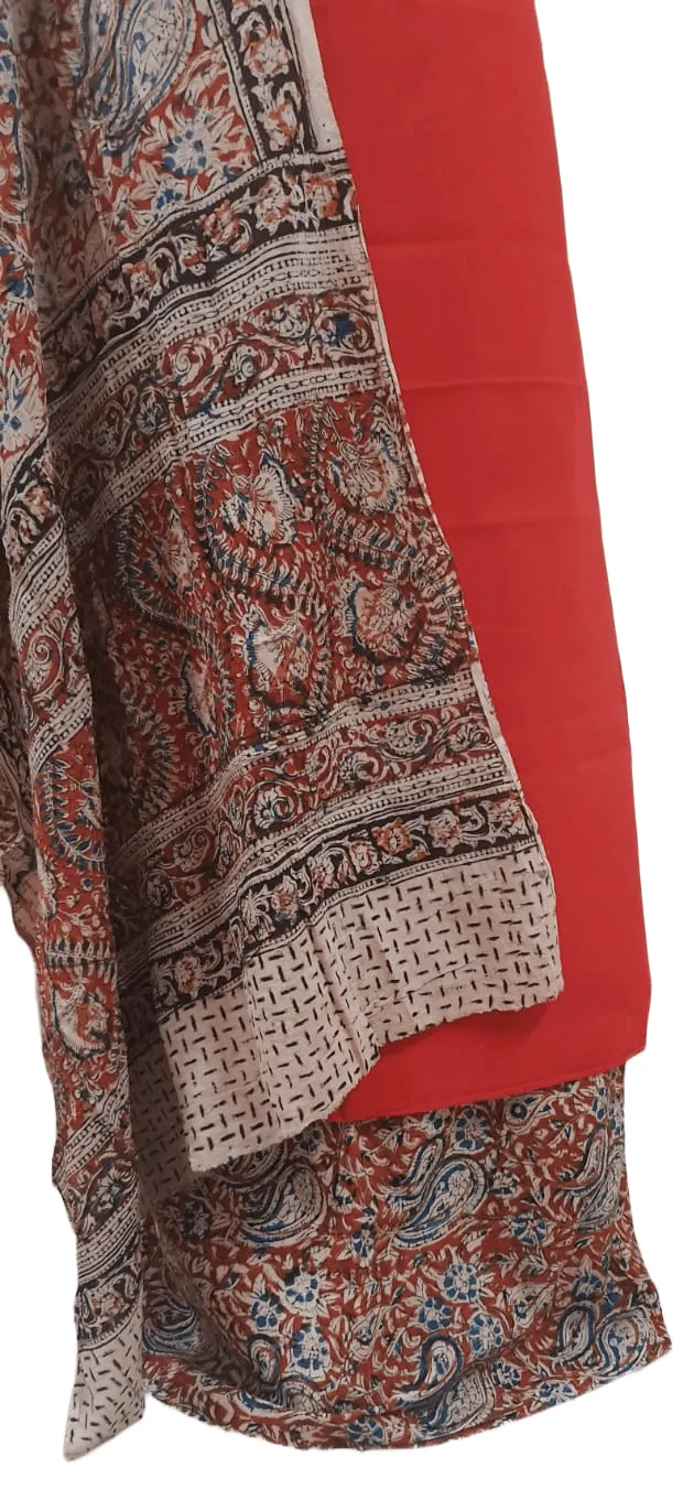 Red Kalamkari Salwar Kameez Dress Material