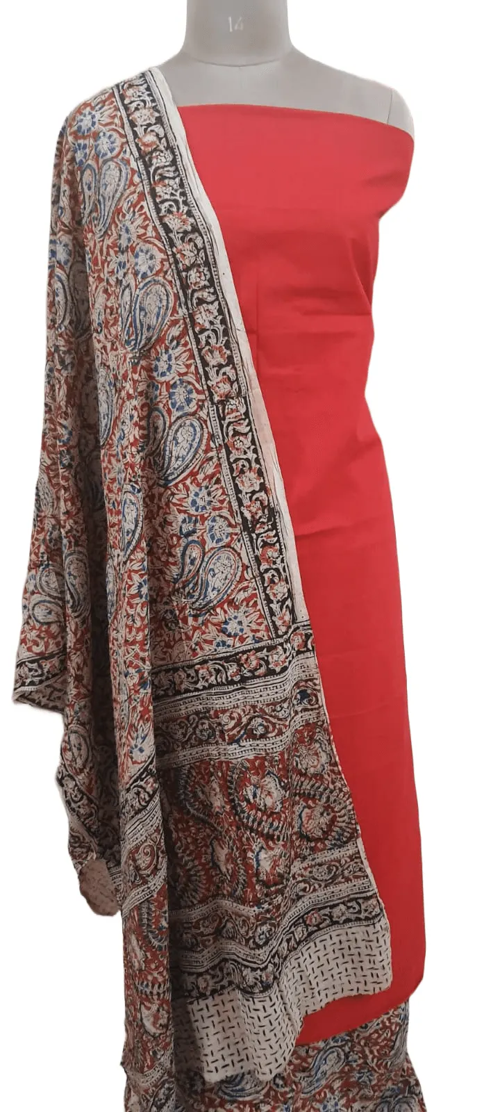 Red Kalamkari Salwar Kameez Dress Material