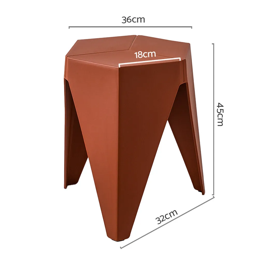 Set of 2 Bar Stools Puzzle Plastic Foot Stool - Red