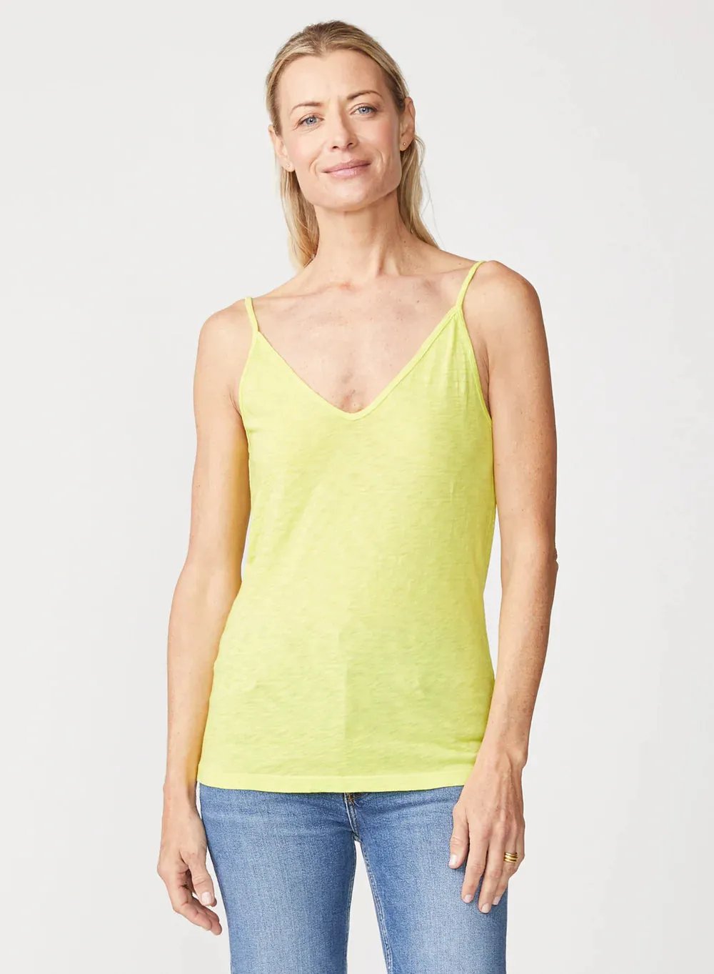 Supima Slub Jersey V Neck Tank - Pear