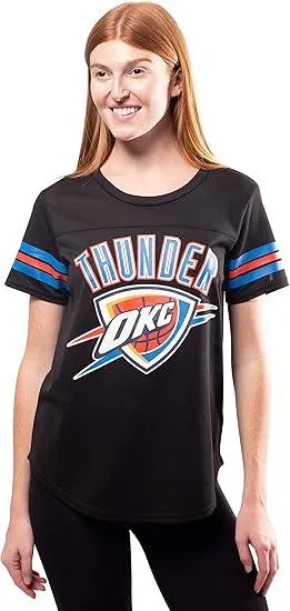 Ultra Game NBA Official Women's Soft Mesh T-Shirt, Oklahoma City Thunder, Black|Oklahoma City Thunder