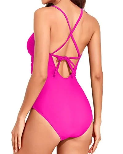 Women's High Neck Tummy Control Bathing Suit One Piece Swimwear