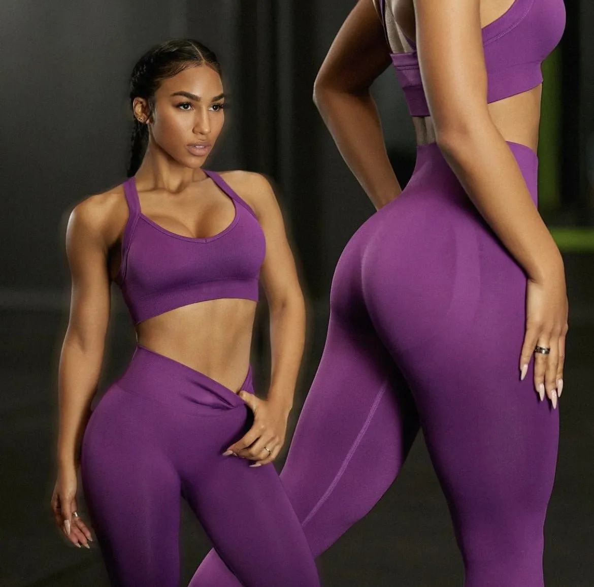 Women's sports two piece yoga suit fitness yoga set crop top and leggings gym training workout sets for women