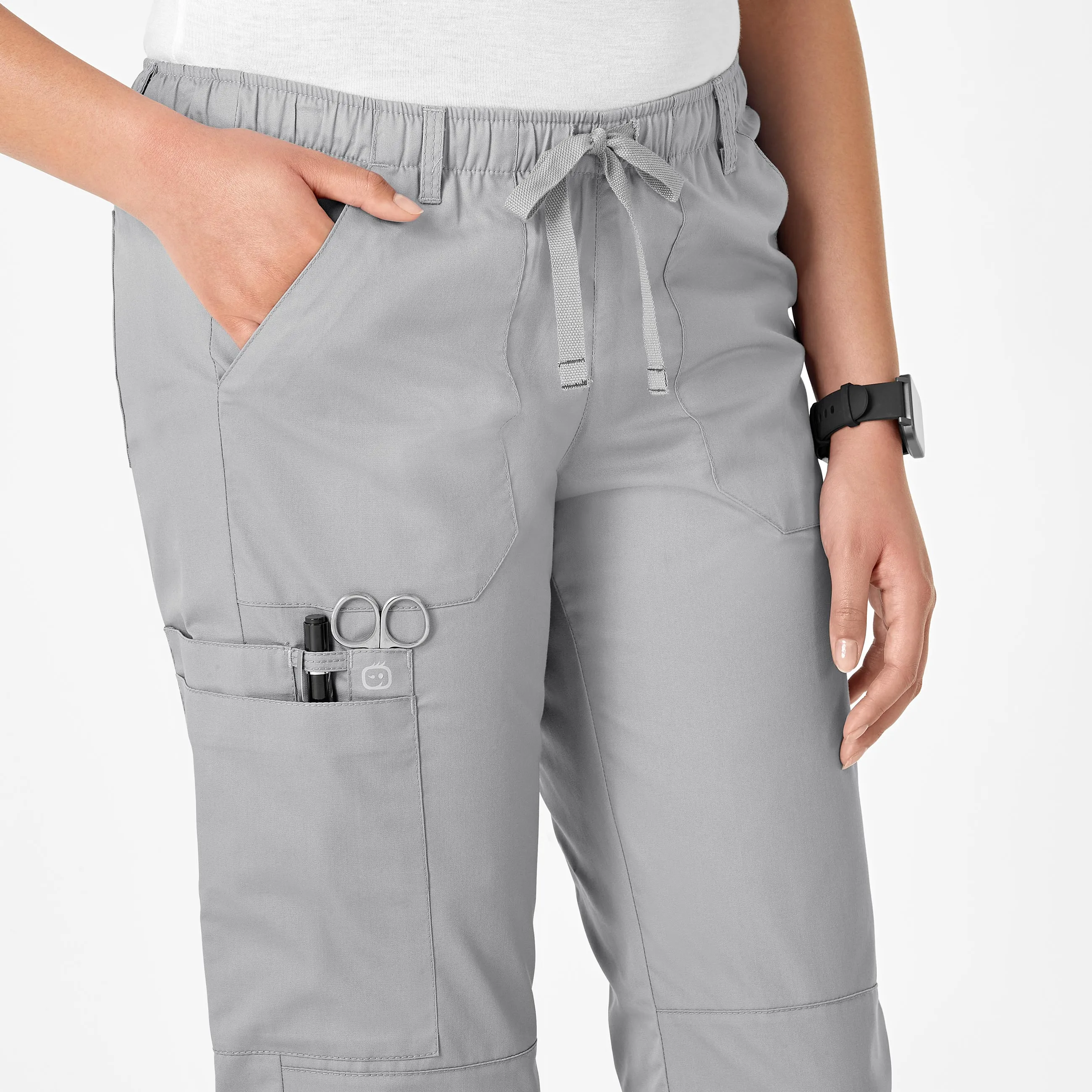 WonderWORK Women's Straight Leg Cargo Scrub Pant - Grey